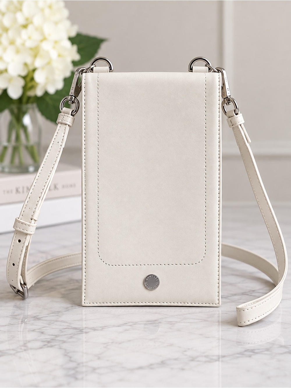 WANT Les Essentiels Foster Leather Crossbody Wallet White